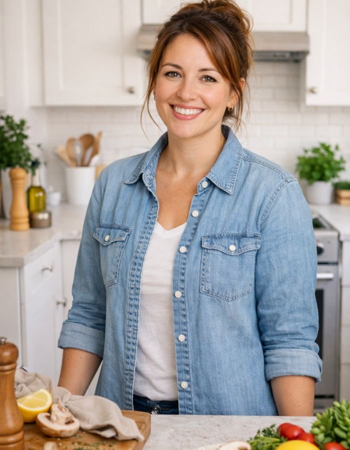 Woman in modern home kitchen