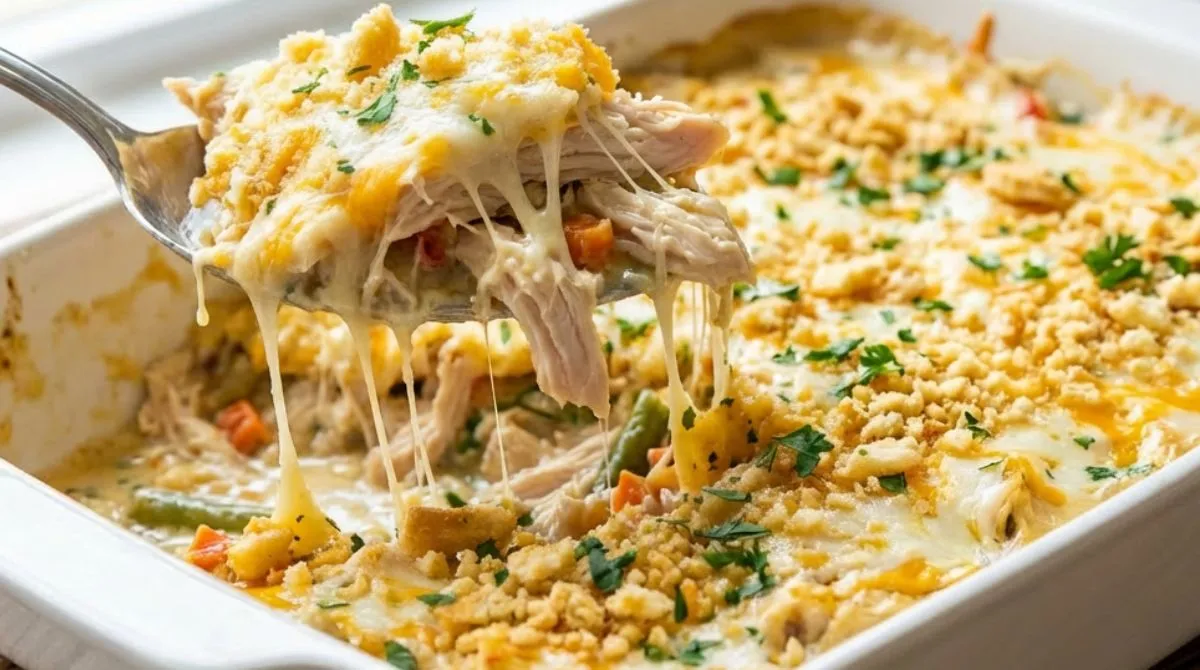 Creamy Chicken Casserole with Ritz Crackers topping